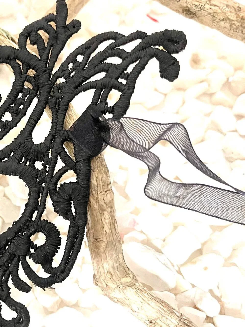 Black lace Rose mask for Women with ribbons. NEW ITEM.